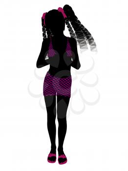 Royalty Free Clipart Image of a Girl in a Bathing Suit