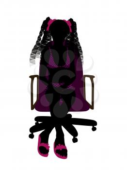 Royalty Free Clipart Image of a Girl in a Chair