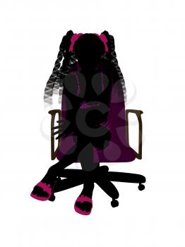 Royalty Free Clipart Image of a Girl in a Chair