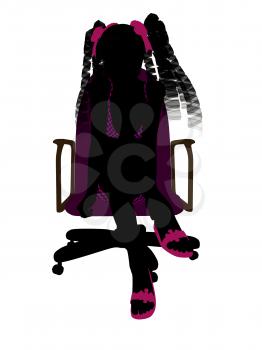 Royalty Free Clipart Image of a Girl in a Chair