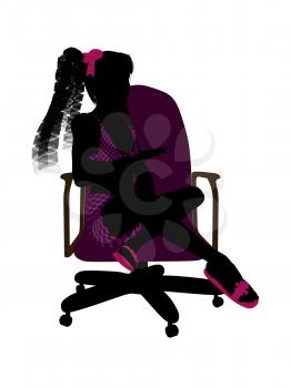 Royalty Free Clipart Image of a Girl in a Chair