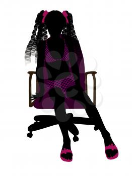 Royalty Free Clipart Image of a Girl in a Chair