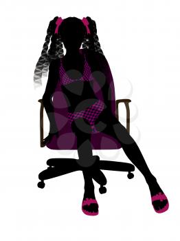 Royalty Free Clipart Image of a Girl in a Chair