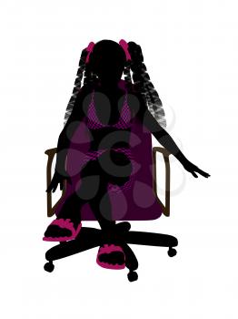 Royalty Free Clipart Image of a Girl in a Chair