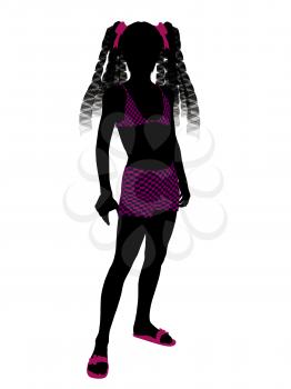 Royalty Free Clipart Image of a Girl in a Bathing Suit