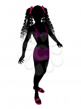 Royalty Free Clipart Image of a Girl in a Bathing Suit