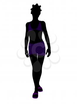 Royalty Free Clipart Image of a Girl in a Purple Suit