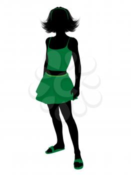 Royalty Free Clipart Image of a Girl in Green