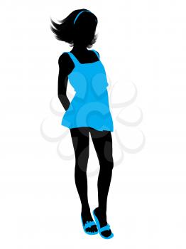 Royalty Free Clipart Image of a Girl in Blue