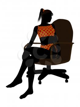 Royalty Free Clipart Image of a Girl in a Swimsuit in a Chair