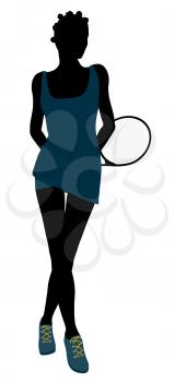 Royalty Free Clipart Image of a Woman With a Tennis Racket