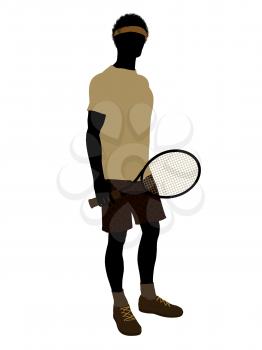 Royalty Free Clipart Image of a Man With a Tennis Racket