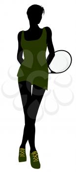 Royalty Free Clipart Image of a Woman With a Tennis Racket