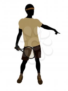 Royalty Free Clipart Image of a Man With a Tennis Racket