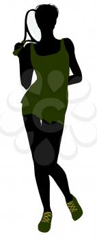 Royalty Free Clipart Image of a Woman With a Tennis Racket