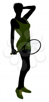 Royalty Free Clipart Image of a Woman With a Tennis Racket