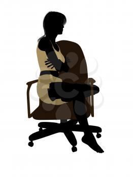 Royalty Free Clipart Image of a Woman in Underwear Sitting on a Chair