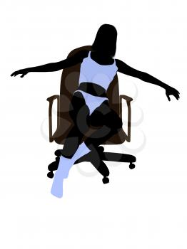 Royalty Free Clipart Image of a Woman Sitting in a Chair in Her Underwear