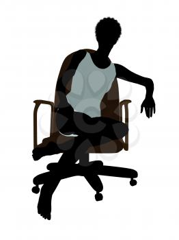 Royalty Free Clipart Image of a Silhouette Woman Sitting in Her Underwear