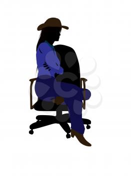 Royalty Free Clipart Image of a Cowgirl Sitting on a Chair