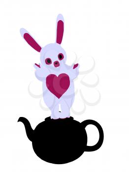 Royalty Free Clipart Image of a Rabbit in a Teapot