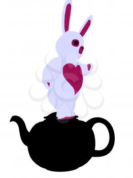 Royalty Free Clipart Image of a Rabbit in a Teapot