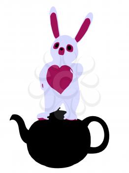 Royalty Free Clipart Image of a Rabbit in a Teapot