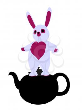 Royalty Free Clipart Image of a Rabbit in a Teapot