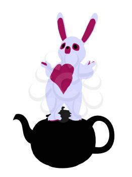 Royalty Free Clipart Image of a Rabbit in a Teapot