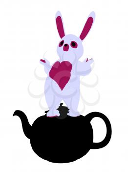 Royalty Free Clipart Image of a Rabbit in a Teapot