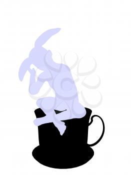 Royalty Free Clipart Image of a Rabbit in a Teapot