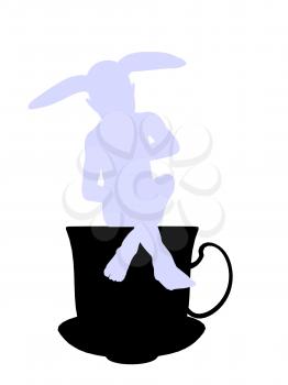 Royalty Free Clipart Image of a Rabbit in a Teapot