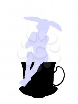 Royalty Free Clipart Image of a Rabbit in a Teapot