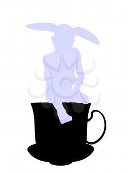 Royalty Free Clipart Image of a Rabbit in a Teapot