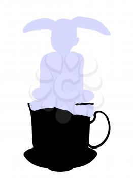 Royalty Free Clipart Image of a Rabbit in a Teapot