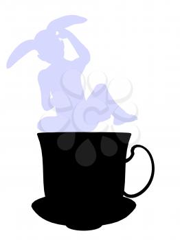 Royalty Free Clipart Image of a Rabbit in a Teapot