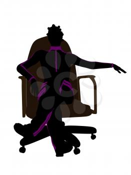 African american female workout sitting on a chair illustration silhouette on a white background