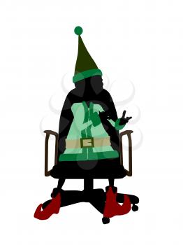 Royalty Free Clipart Image of an Elf in a Chair