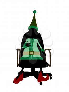 Royalty Free Clipart Image of an Elf in a Chair