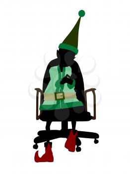 Royalty Free Clipart Image of an Elf in a Chair