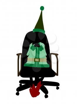 Royalty Free Clipart Image of an Elf in a Chair