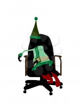 Royalty Free Clipart Image of an Elf in a Chair