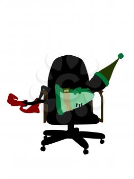 Royalty Free Clipart Image of an Elf in a Chair