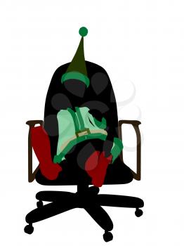 Royalty Free Clipart Image of an Elf in a Chair