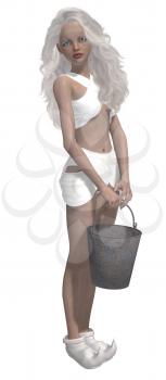 Royalty Free Clipart Image of a Girl With a Pail