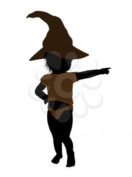 Royalty Free Clipart Image of a Baby in a Witch's Hat