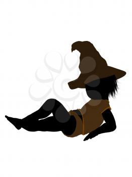 Royalty Free Clipart Image of a Baby in a Witch's Hat