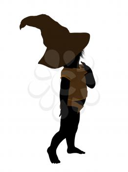 Royalty Free Clipart Image of a Baby in a Witch's Hat