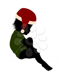 Royalty Free Clipart Image of a Baby in a Santa Hat