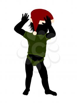 Royalty Free Clipart Image of a Baby in a Santa Hat